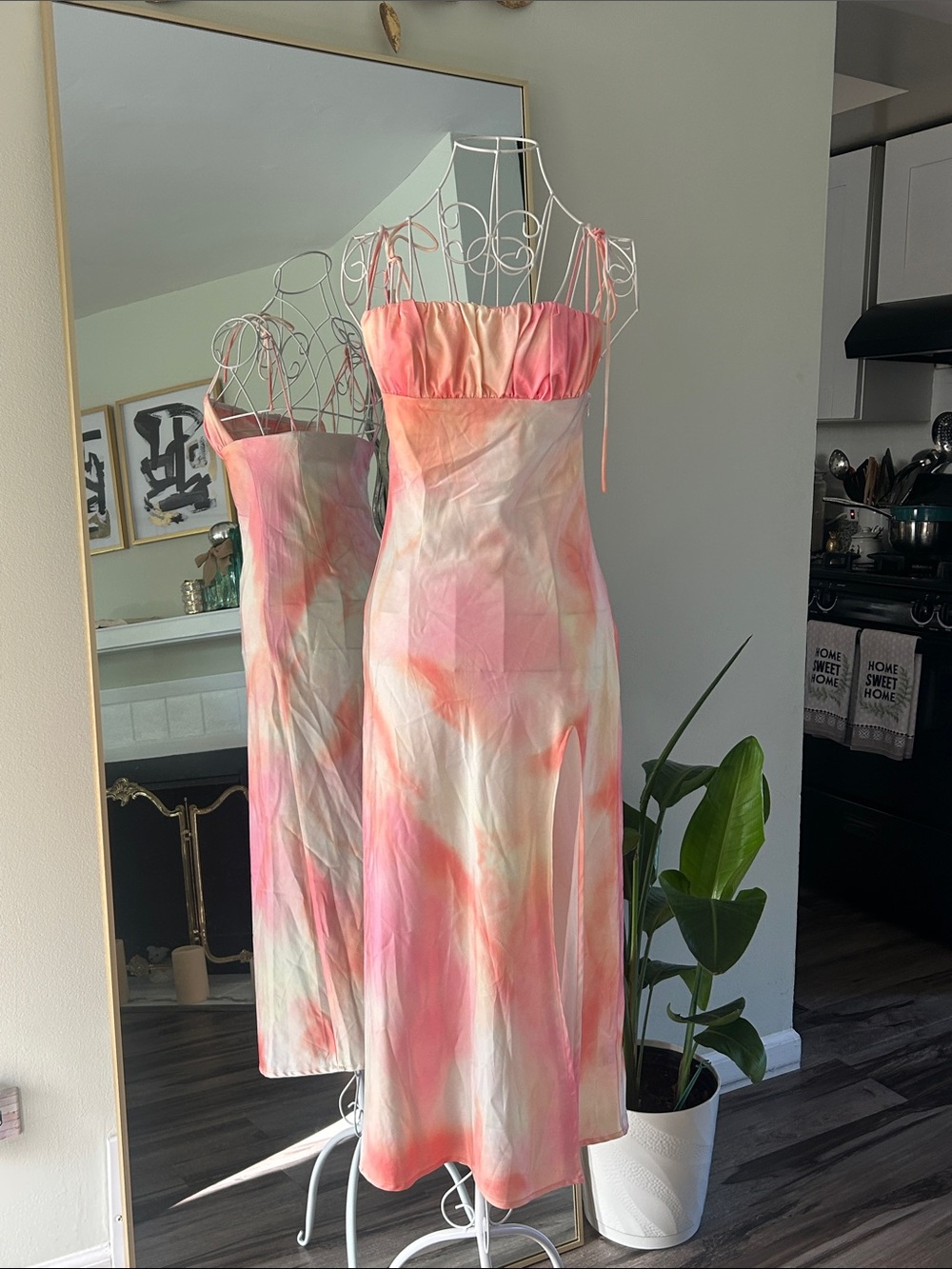Princess Polly Pink & Coral Tie-Dye Midi Slip Dress